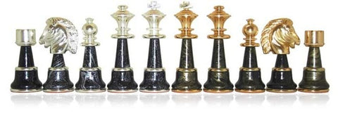 UNIQUE Solid Brass/Wood/Gold and Silver Chess Set with amazing Briar Erable Wood Board