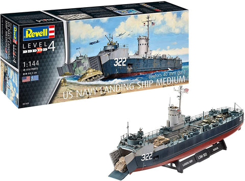 US Navy Landing Ship Medium (with 40 mm gun) - Plastic Modelling Kit By Revell