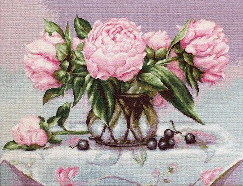 Vase of Peonies SB494 - Cross Stitch Kit