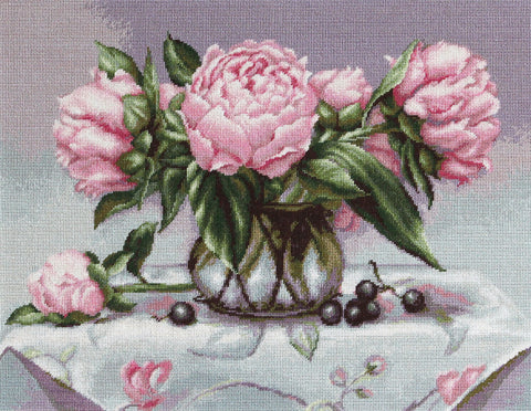 Vase of Peonies SB494 - Cross Stitch Kit