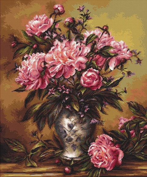 Vase of Peonies SB543 - Cross Stitch Kit by Luca-s