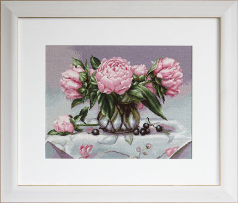 Vase of peonies SG494 - Cross Stitch Kit by Luca-s