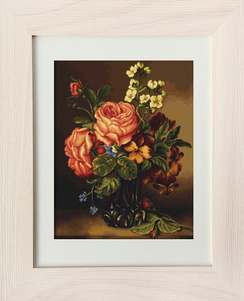 Vase of roses and flowers SG491 - Cross Stitch Kit by Luca-s