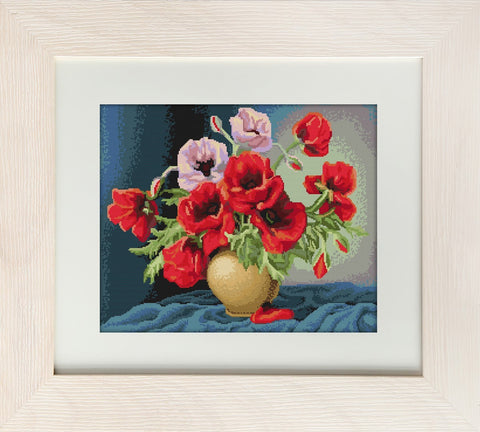 Vase with Poppies SB439 - Cross Stitch Kit by Luca-s