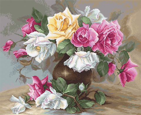 Vase with Roses SB587 - Cross Stitch Kit