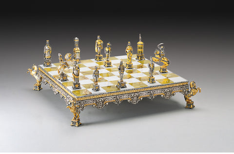 Vatican Soldiers vs Landsknechts: Chess Set From Bronze Finished Using 24k Gold