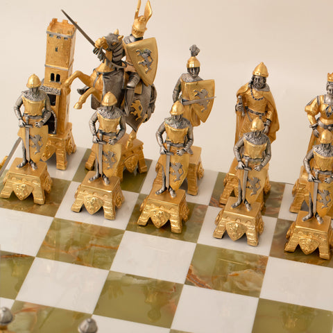 Venetian Set in the Medioeval Period: Chess Set Finished in Real 24k Gold