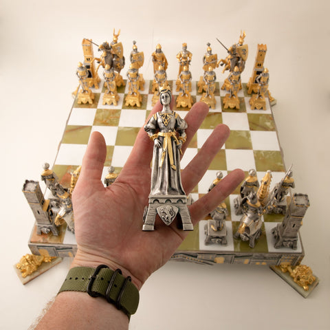 Venetian Set in the Medioeval Period: Chess Set Finished in Real 24k Gold