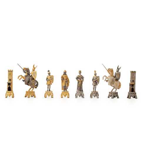 Venetian Set in the Medioeval Period: Chess Set Finished in Real 24k Gold