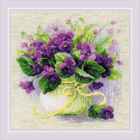 Violets in a Pot. Cross Stitch kit by RIOLIS Ref. no.: 2091