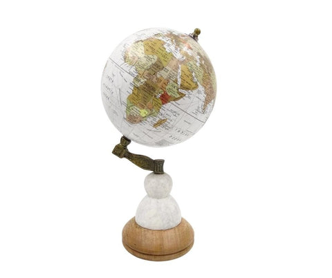 Voyager decorative globe on marble and wood base - GLB-108