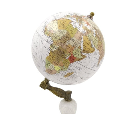 Voyager decorative globe on marble and wood base - GLB-108