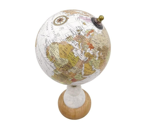 Voyager decorative globe on marble and wood base - GLB-108