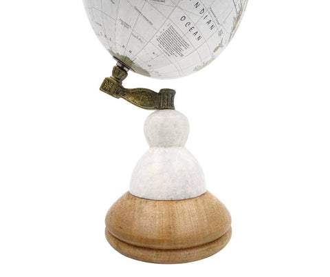 Voyager decorative globe on marble and wood base - GLB-108