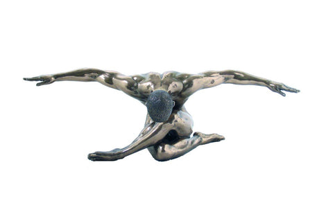 Bronze Resin Male Figure Statue, Outstretched Arms – Modern Art Decor 44cm Tall