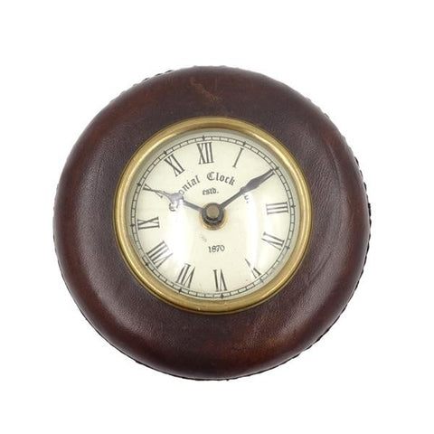 Wall Clock in a Leather Cover | CLK-0155