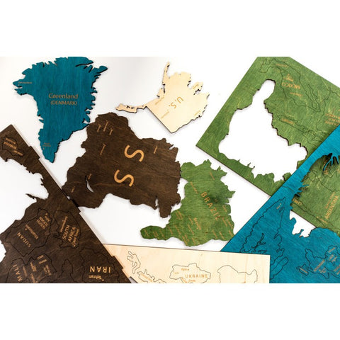 Wall Decoration: Wooden Map Multilevel Multicolor L (60х105 сm)