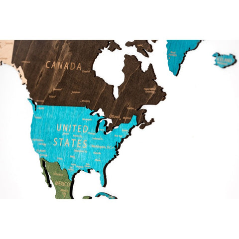 Wall Decoration: Wooden Map Multilevel Multicolor XXL (100х181сm)