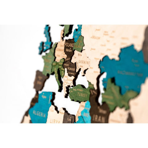 Wall Decoration: Wooden Map Multilevel Multicolor XXL (100х181сm)