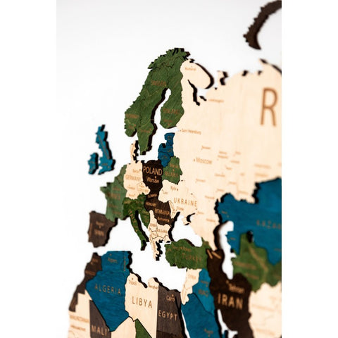 Wall Decoration: Wooden World Map Multilevel Multicolor XL (72х130 сm)