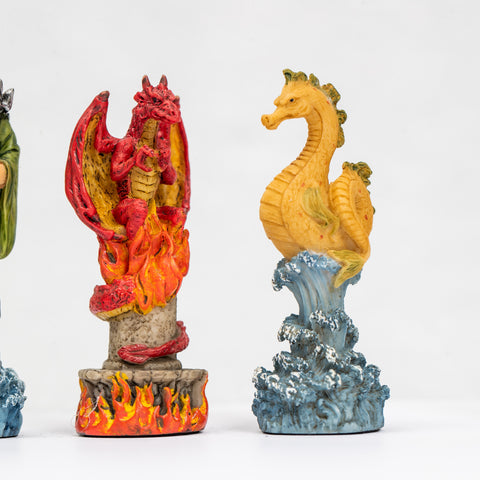 WATER vs FIRE: Beautiful Handpainted Chess with Quality Leatherette Chessboard