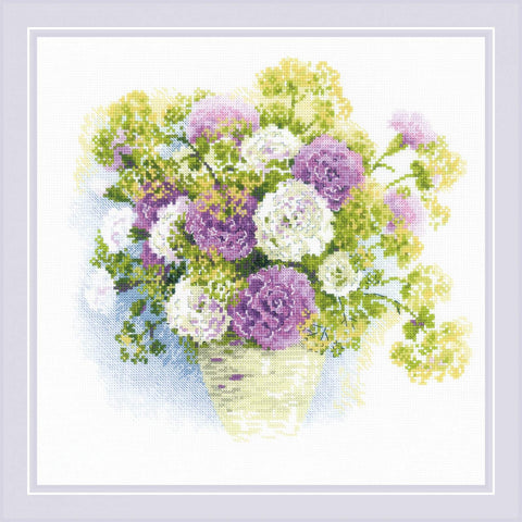 Watercolor Carnations cross stitch kit by RIOLIS Ref. no.: 1846