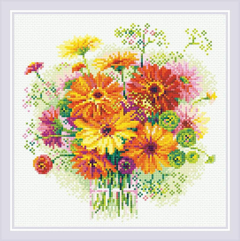 Watercolor Gerberas diamond mosaic kit by RIOLIS Ref. no.: AM0054