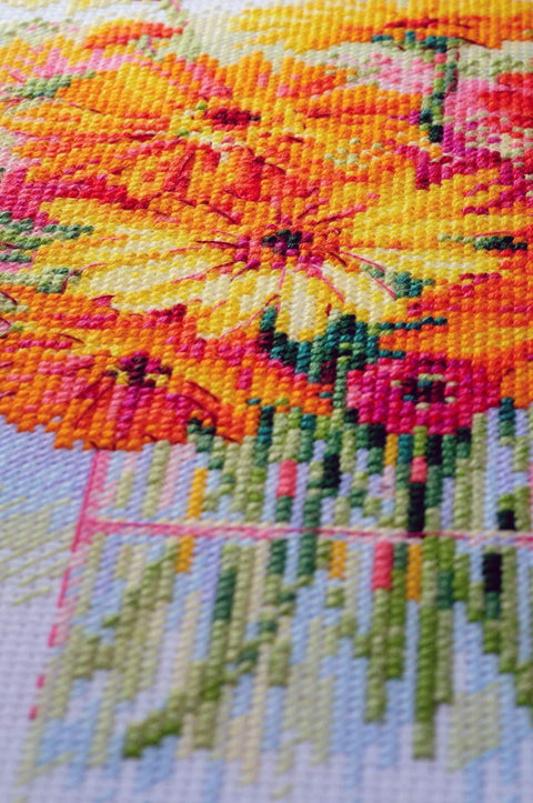 Watercolour Gerberas - Cross Stitch Kit from RIOLIS Ref. no.:1485