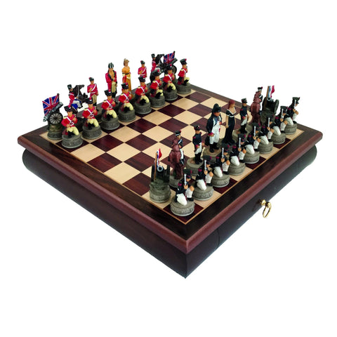 WATERLOO BATTLE Chess Set RARE Wood