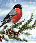 Winter Bullfinch Diamond Painting Kit Wizardi