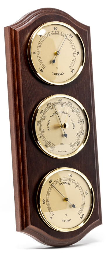 Weather Station Fischer 9176-22 - Barometer Hygrometer Thermometer Wooden Base | 9176-22