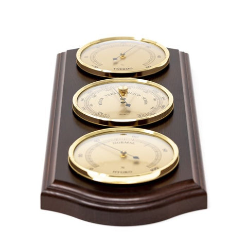 Weather Station Fischer 9176-22 - Barometer Hygrometer Thermometer Wooden Base | 9176-22