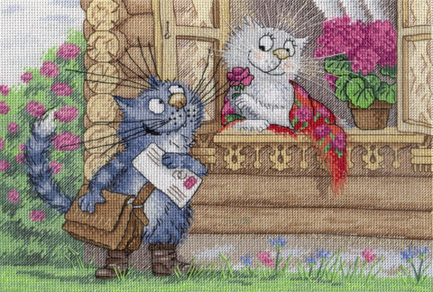 Whiskered Postman SNV-605 cross stitch kit by MP Studio