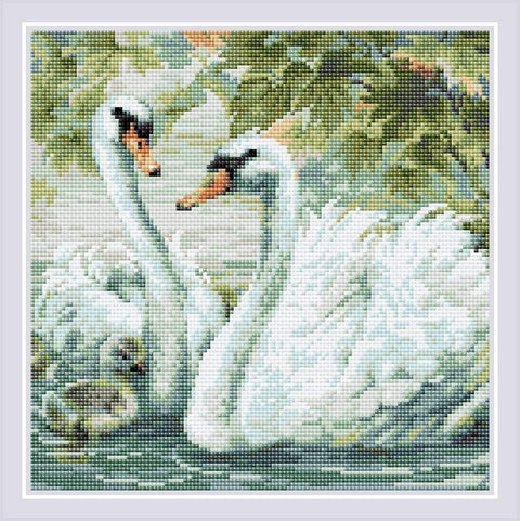 White Swans diamond mosaic kit by RIOLIS Ref. no.: AM0036