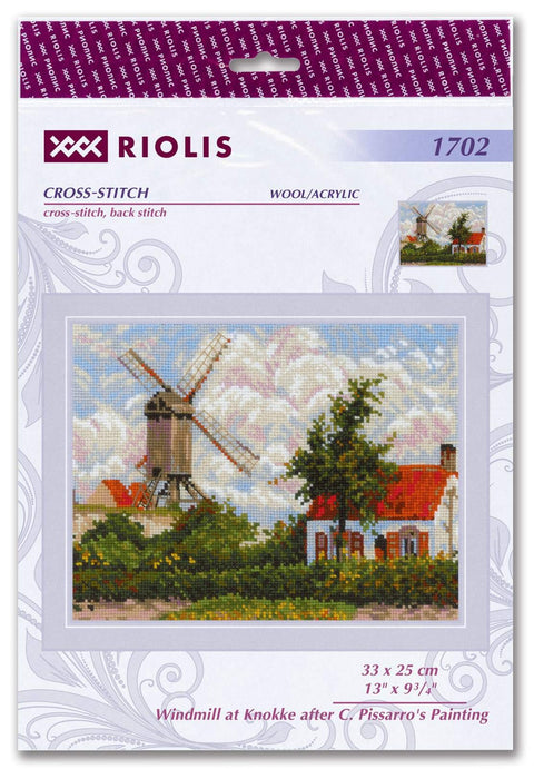 Windmill at Knokke after C. Pissarro's Painting cross stitch kit by RIOLIS Ref. no.: 1702