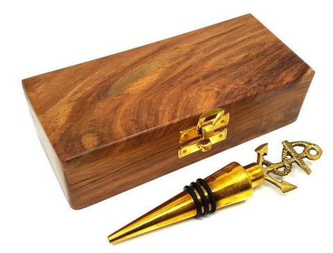 Wine Stopper Brass Wooden Box | MIS-1006