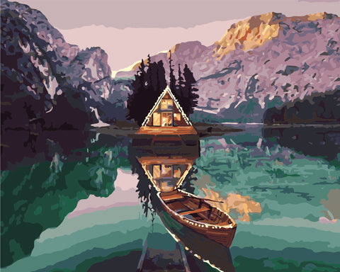 Wizardi Painting by Numbers Kit Alpine Chalet 40x50 cm A040