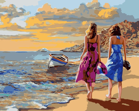 Wizardi Painting by Numbers Kit Beach Walk 40x50 cm J017