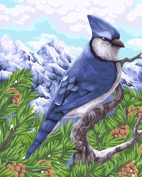 Wizardi Painting by Numbers Kit Blue Jay 40x50 cm H106