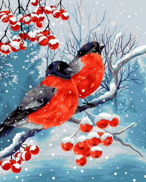 Wizardi Painting by Numbers Kit Bullfinches 40x50 cm L026