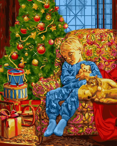 Wizardi Painting by Numbers Kit Christmas Night 40x50 cm L021