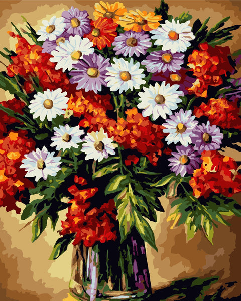 Wizardi Painting by Numbers Kit Colourful Bouquet 40x50 cm B042