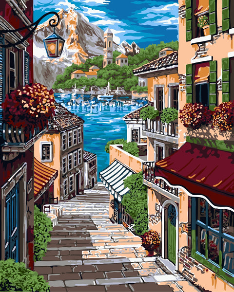 Wizardi Painting by Numbers Kit European Alley 40x50 cm A093