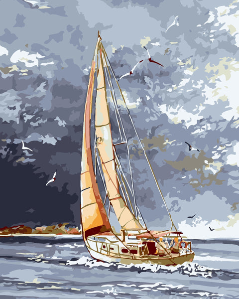 Wizardi Painting by Numbers Kit Favourable Wind 40x50 cm A041