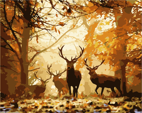 Wizardi Painting by Numbers Kit Forest Deer 40x50 cm H001