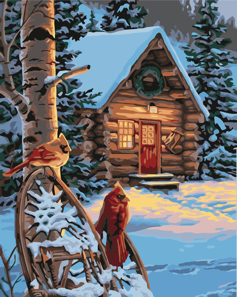 Wizardi Painting by Numbers Kit Forester's Hut 40x50 cm A046