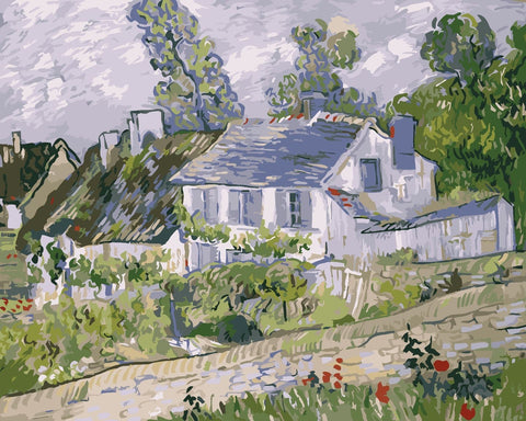 Wizardi Painting by Numbers Kit House in Auvers 40x50 cm G003