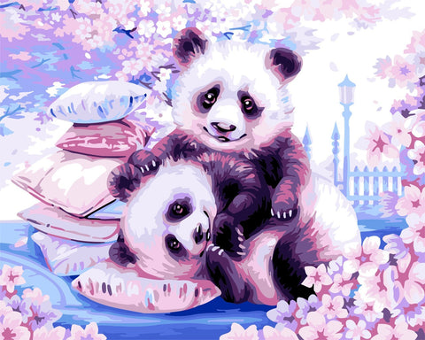 Wizardi Painting by Numbers Kit Japanese Pandas 40x50 cm H107