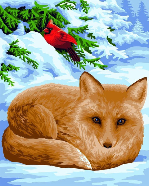 Wizardi Painting by Numbers Kit Little Fox 40x50 cm L024