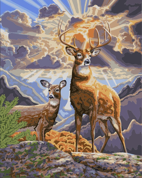 Wizardi Painting by Numbers Kit Northern Deer 40x50 cm H062